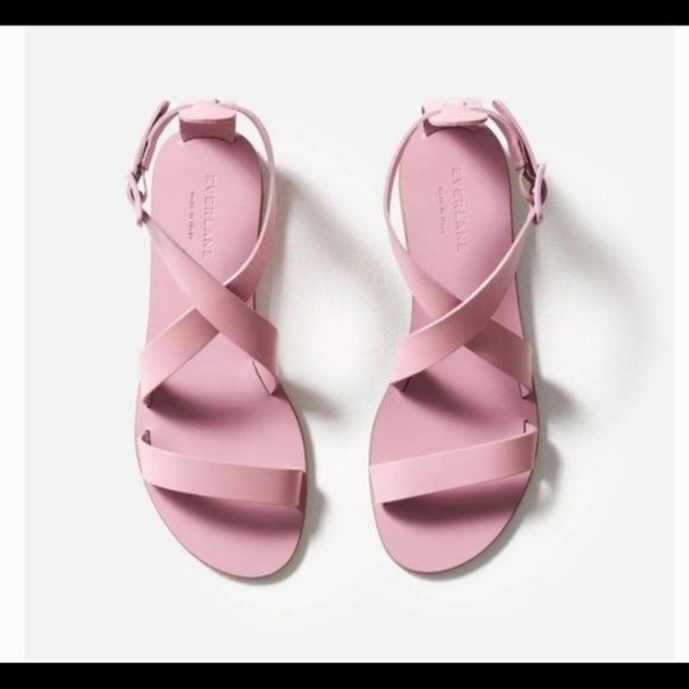 NWT Everlane Modern Wrap Sandal Women 10 Dusty Rose Adjustable Straps Flats